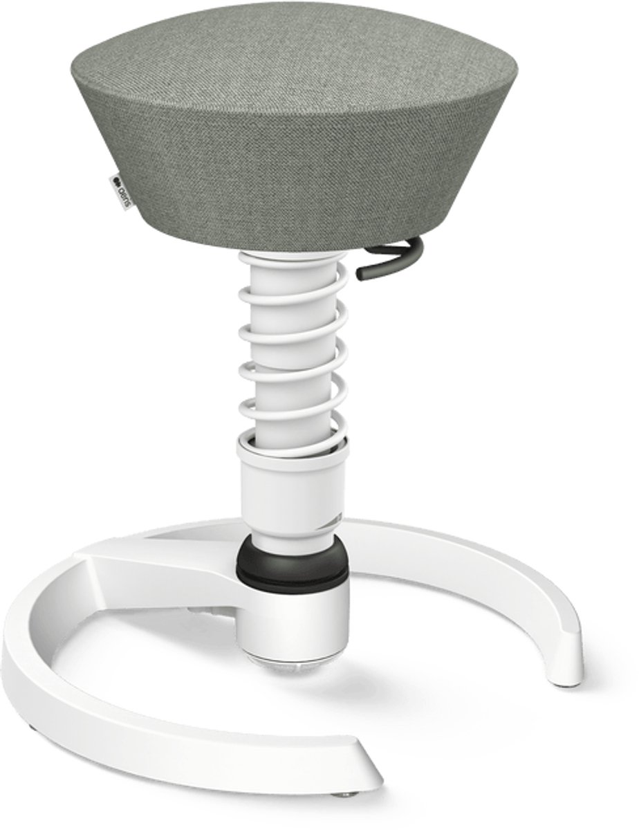 Aeris Swopper - ergonomische bureaukruk - witonderstel - steengrijze bekleding - gliders - wol - standaard
