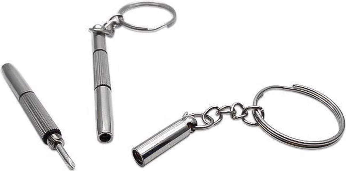 Bril Schroevendraaier - Mini Schroevendraaier Set - Kleine Schroeven Vastzetten - 3-in-1 Sleutelhanger - Niet gespecificeerd - Zilverkleurig