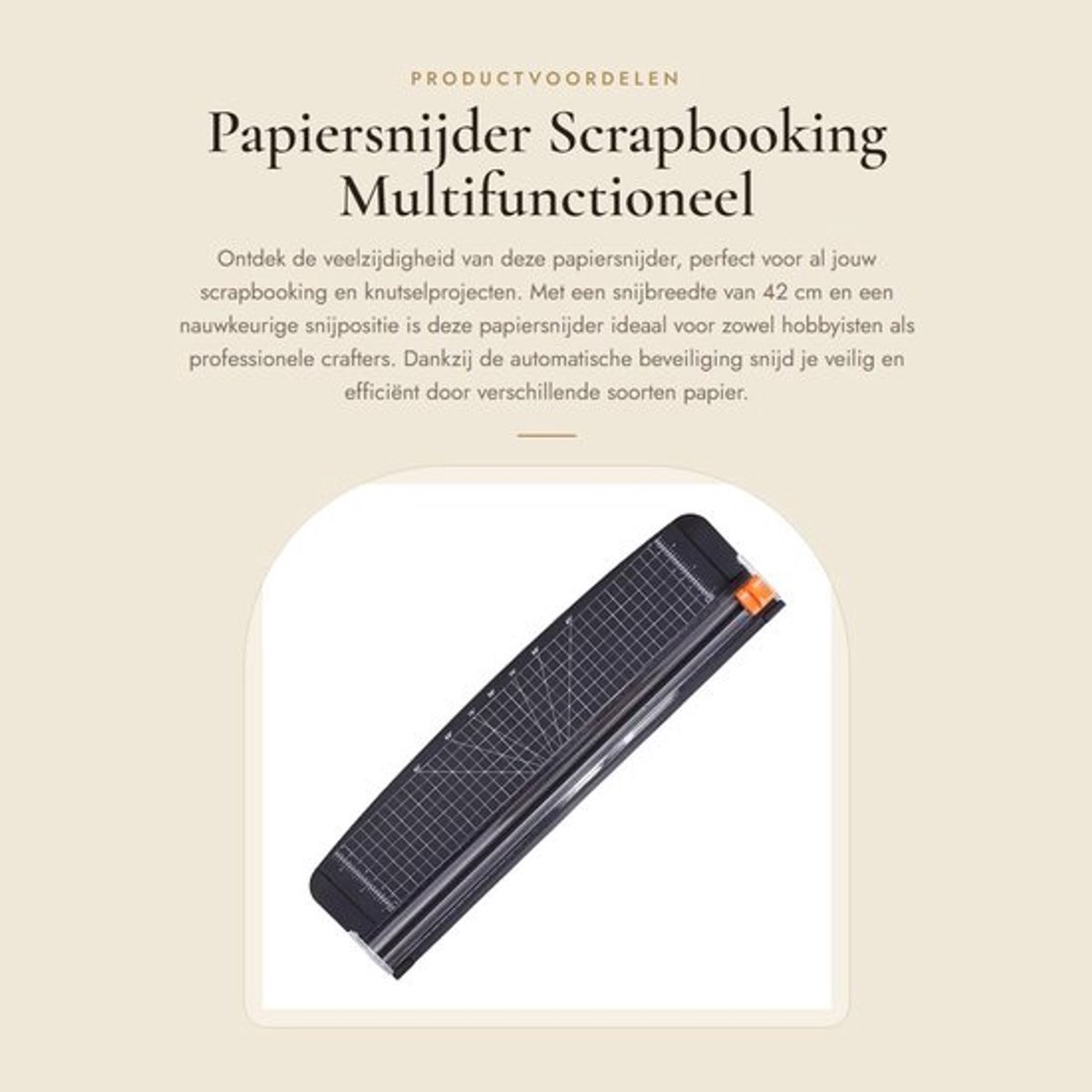 Papiersnijder 42 cm - Schuifpapiersnijder - Multifunctioneel Snijgereedschap - Gebruiksvriendelijk Ontwerp - Automatische Beveiliging - Ideaal voor Crafting - Papiertrimmer