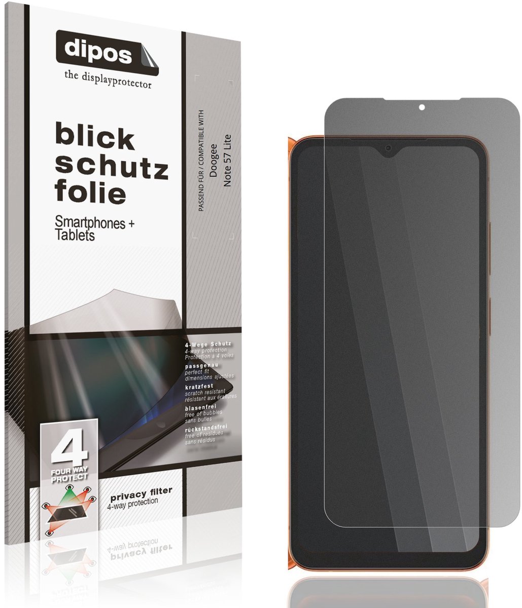 dipos – Matte Privacy Screenprotector geschikt voor Doogee Note 57 Lite | Anti-Spy Beschermfolie