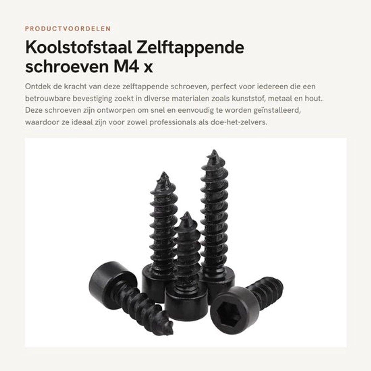 Zeskantschroeven zelftappend - Koolstofstaal - M4 x 30 mm - 40 stuks - Bevestigingselementen - Geschikt voor hout/plastic - Schroeven