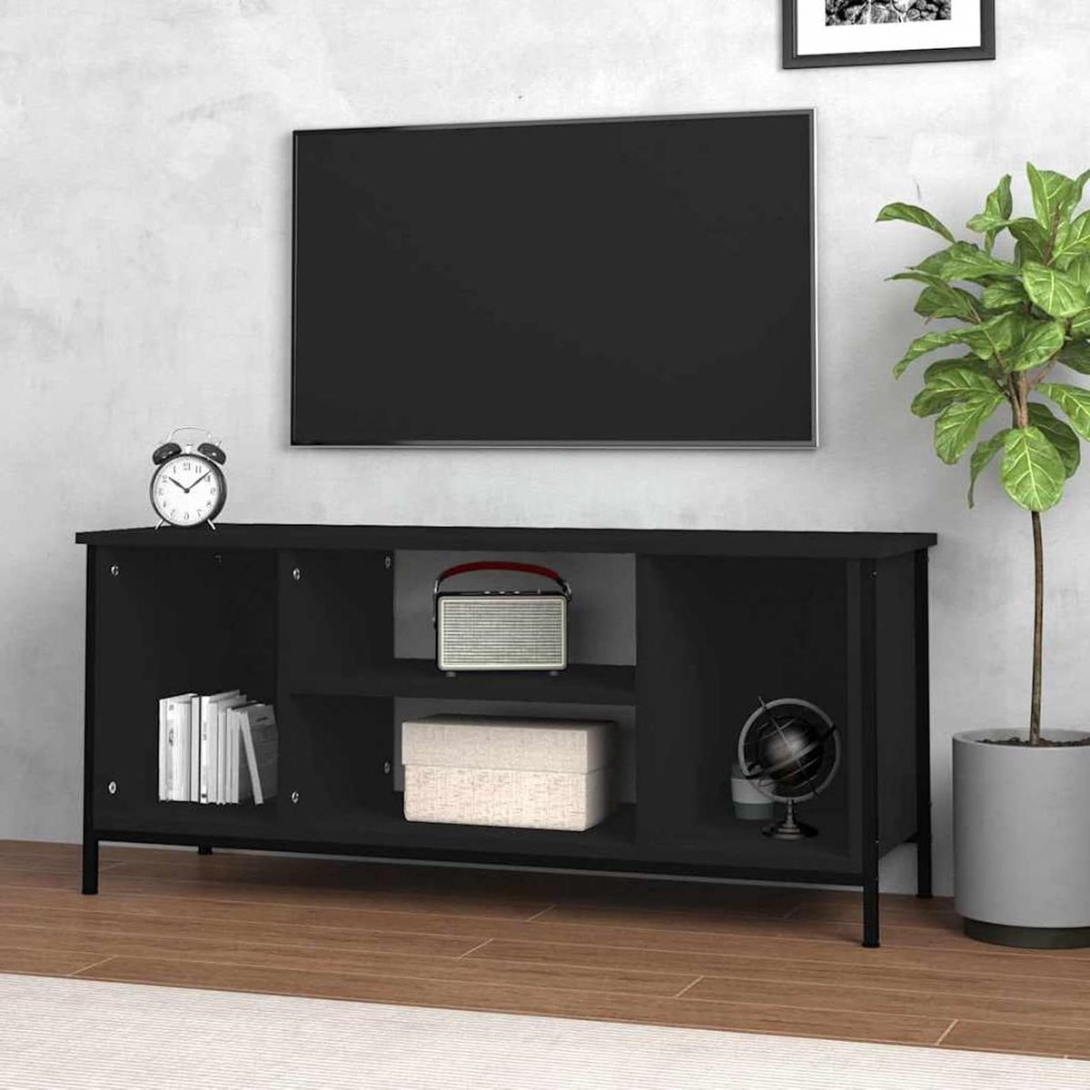 TV-kast - Mediameubel Dressoir - Woonkamer Organizer - Verstelbare Poten - 102x35x45 cm - Zwart