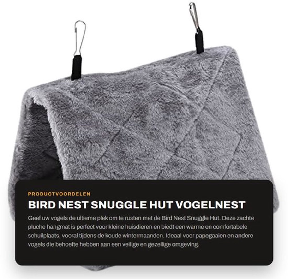 Hangmat met Standaard - Hangmat voor Vogels - Pluche Hangmat - Vogelbed - Warme Slaaphut - Comfortabel en Zacht - Vogelnest