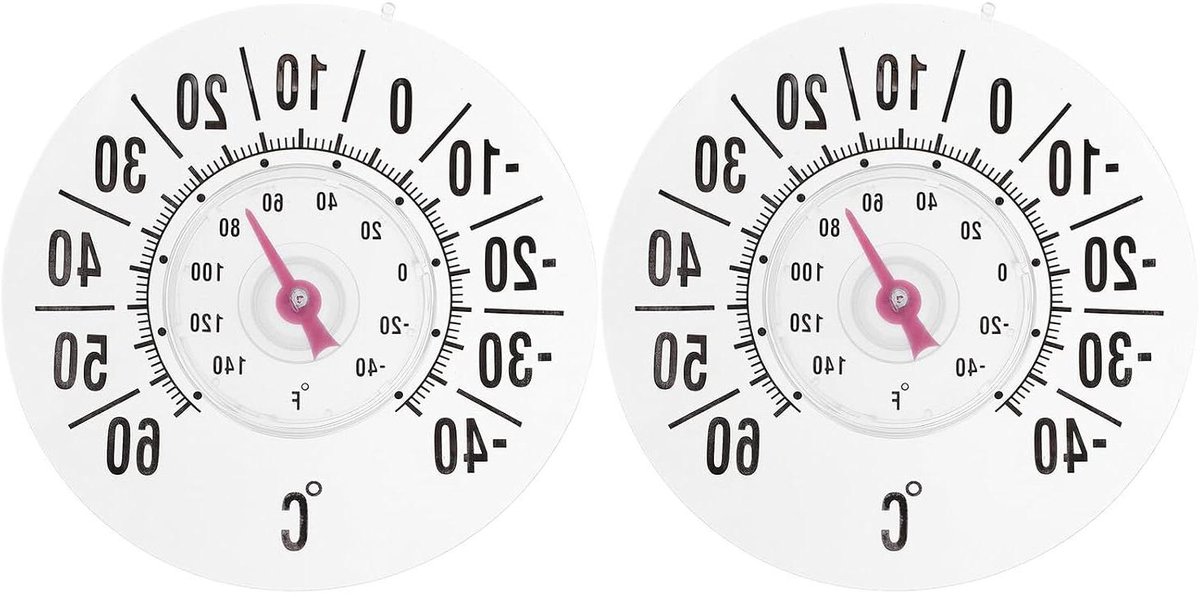 Raamthermometer - Buitenthermometer Zuignap - Temperatuur Meten - Batterijvrij - 18 cm - Wit