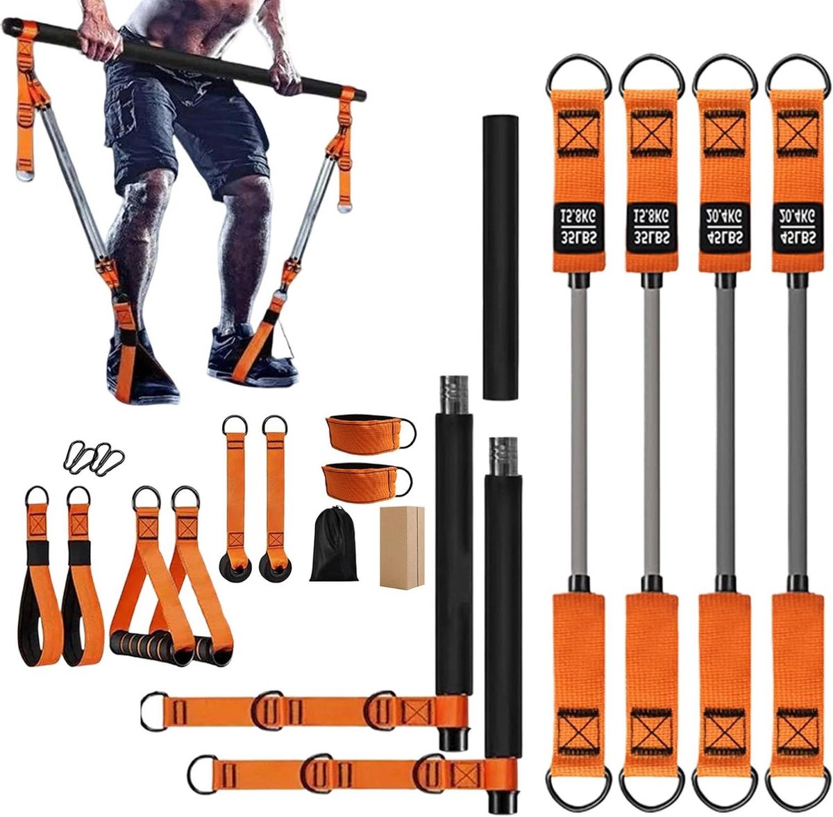 Pilatesstang Set - Fitnessstang Weerstand - Kracht Training - Multifunctioneel Trainingssysteem - 39x17x12 cm - Niet gespecificeerd