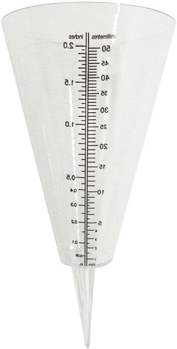 Regenmeter - Regenmeter Tuin - Waterstand Meten - Conische Vorm - 20x10cm - Transparant