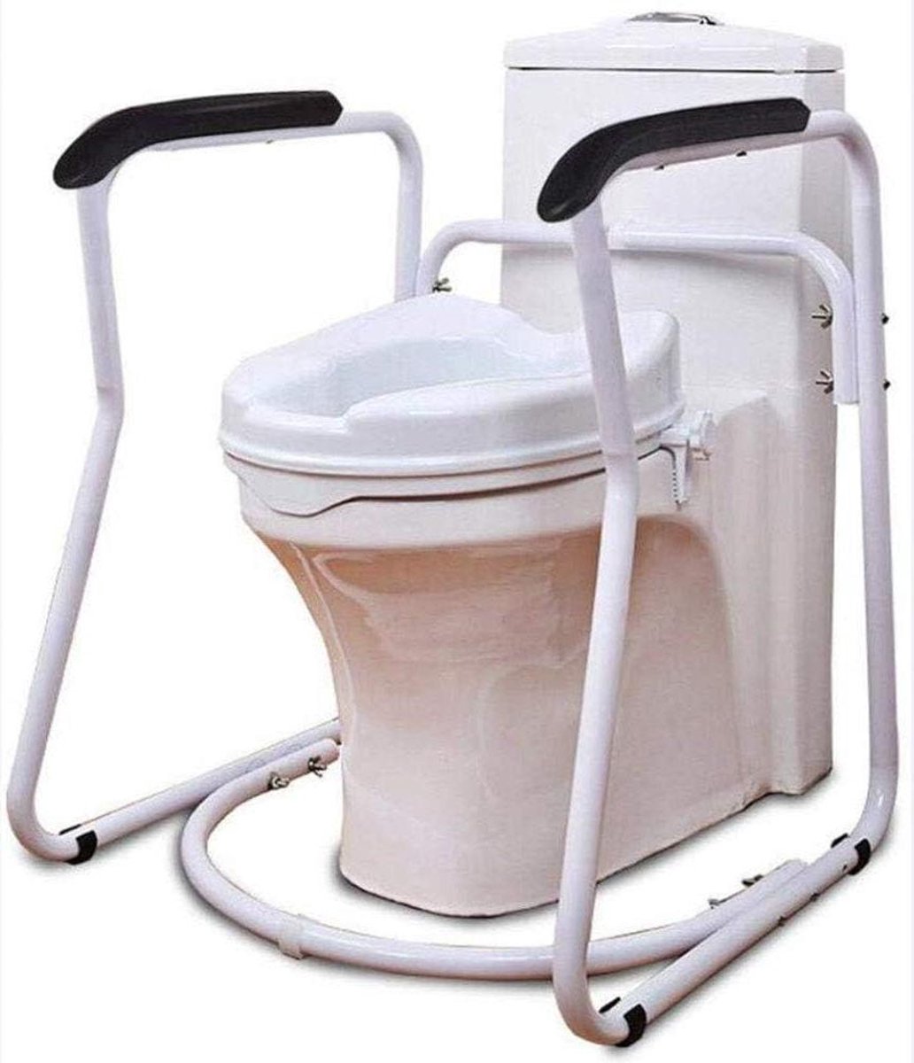 Toilet Veiligheidsframe - Vrijstaand Toiletbeugel - Ondersteuning Badkamer - Eenvoudige Installatie - 130 kg Draagvermogen - Wit