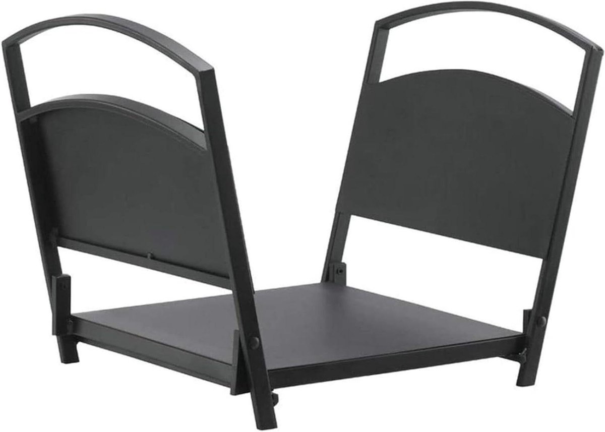 Houtrek Buitenhaard - Brandhoutmand Opslag - Haardhout Opslaan - Handgesmeed Massief IJzer - 35 x 30 x 35 cm - Zwart