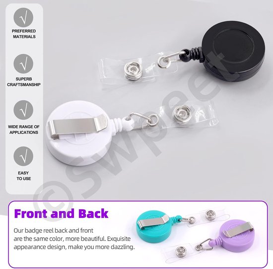 12 Stuks 12 Kleuren 24 Inch Uittrekbare Badge Reel met 360° Rotatable Klem, Ideaal voor Verpleegkundigen, Studenten en Docenten — afbeelding 4