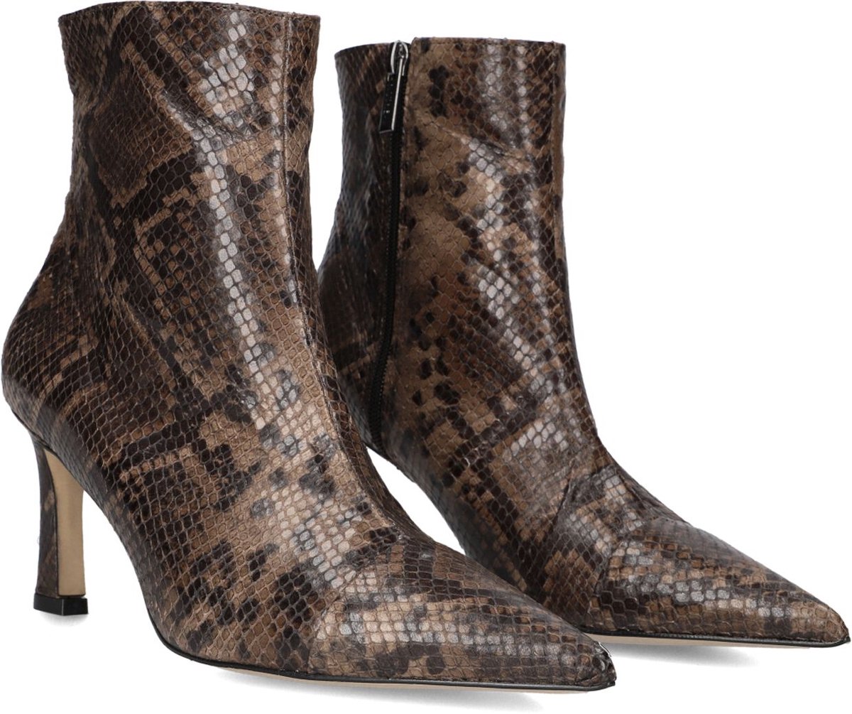 Notre-V 77235 Enkellaarsjes - Enkelboots met rits - Dames - Bruin - Maat 39