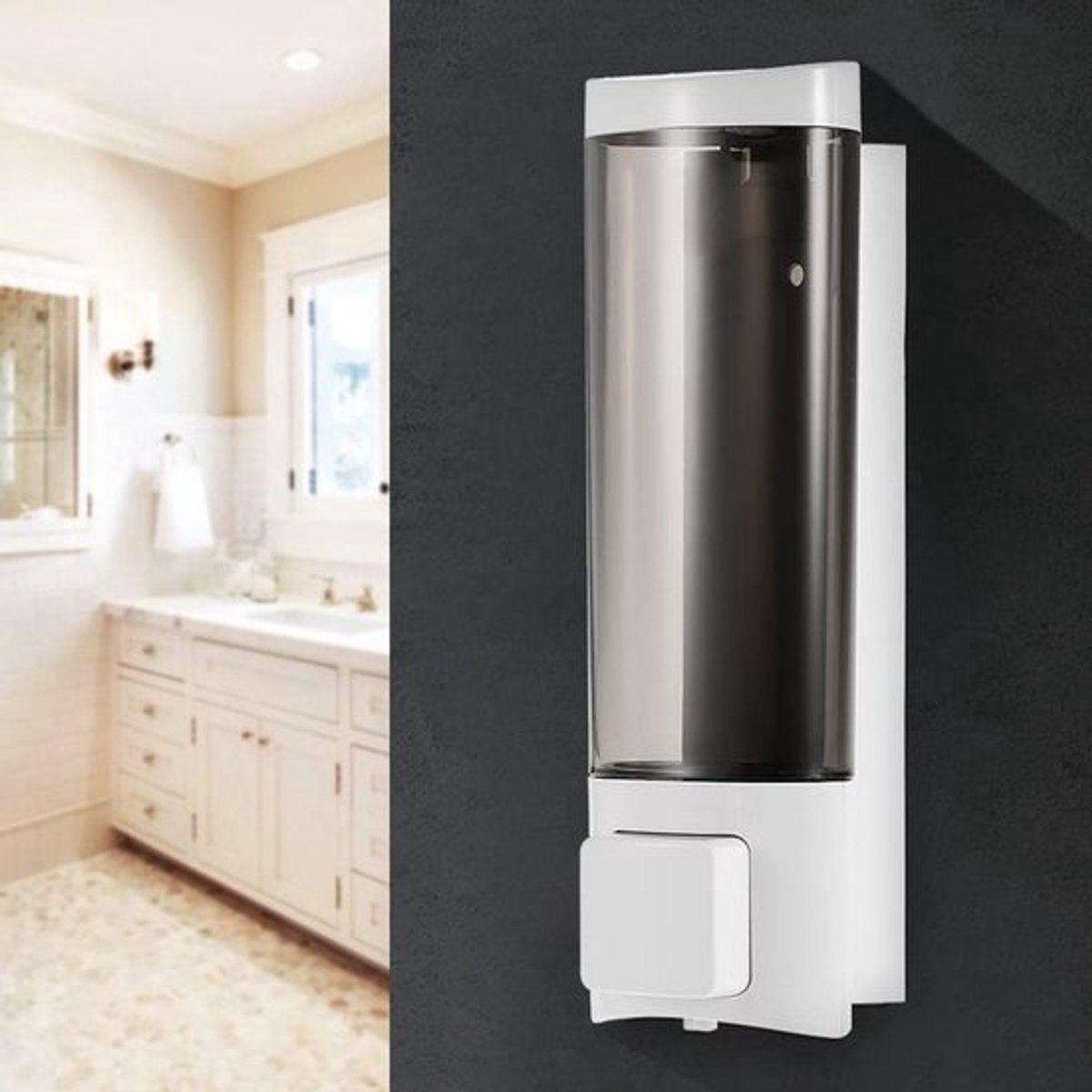 Wandmontage Zeepdispenser 200 ml voor Badkamer en Keuken, Geschikt voor Douchegel en Shampoo, Wit