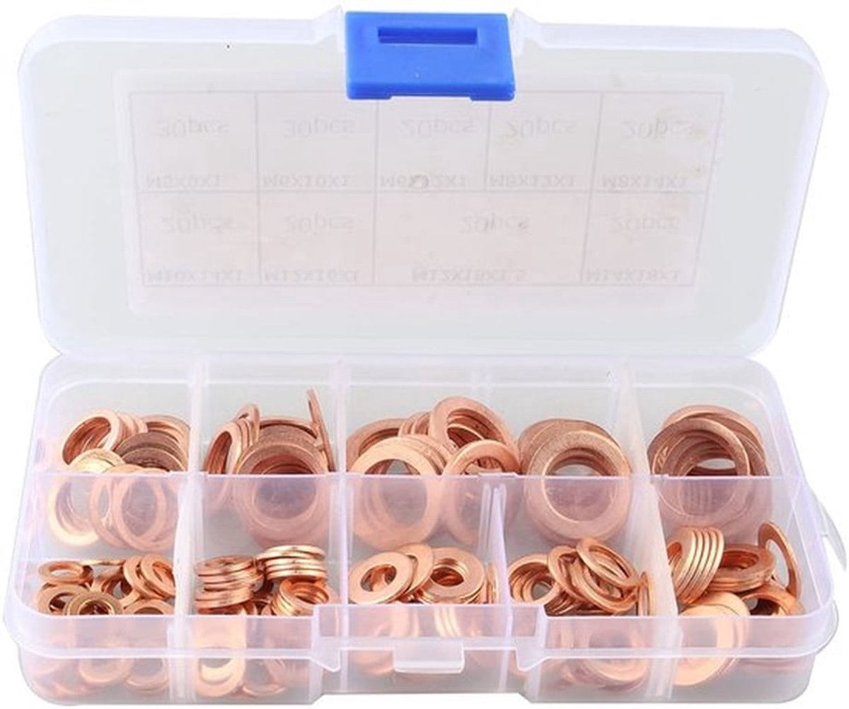 200 Stuks Koperen Afdichtringen Assortiment