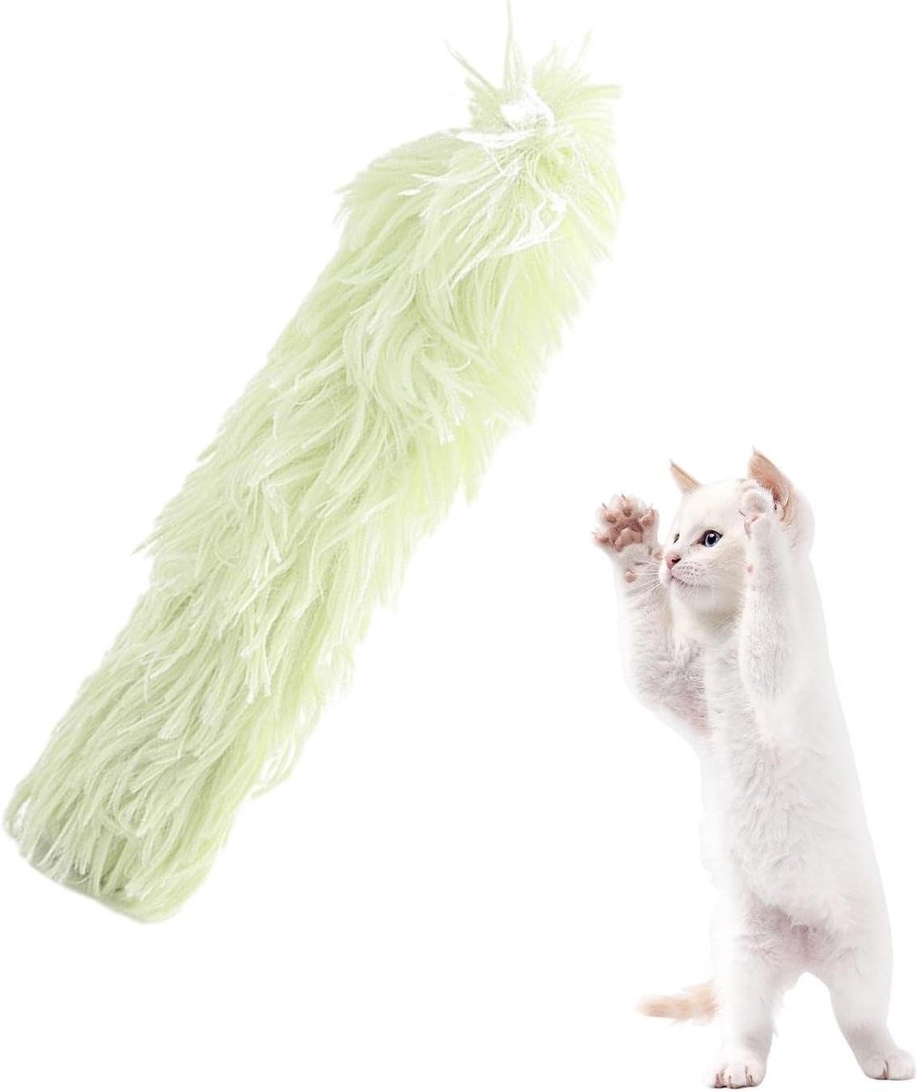 Kattenkussen Speelgoed - Kattenknuffel Pluche - Stimuleert Beweging - Met Kattenkruid - 23 x 8 cm - Groen