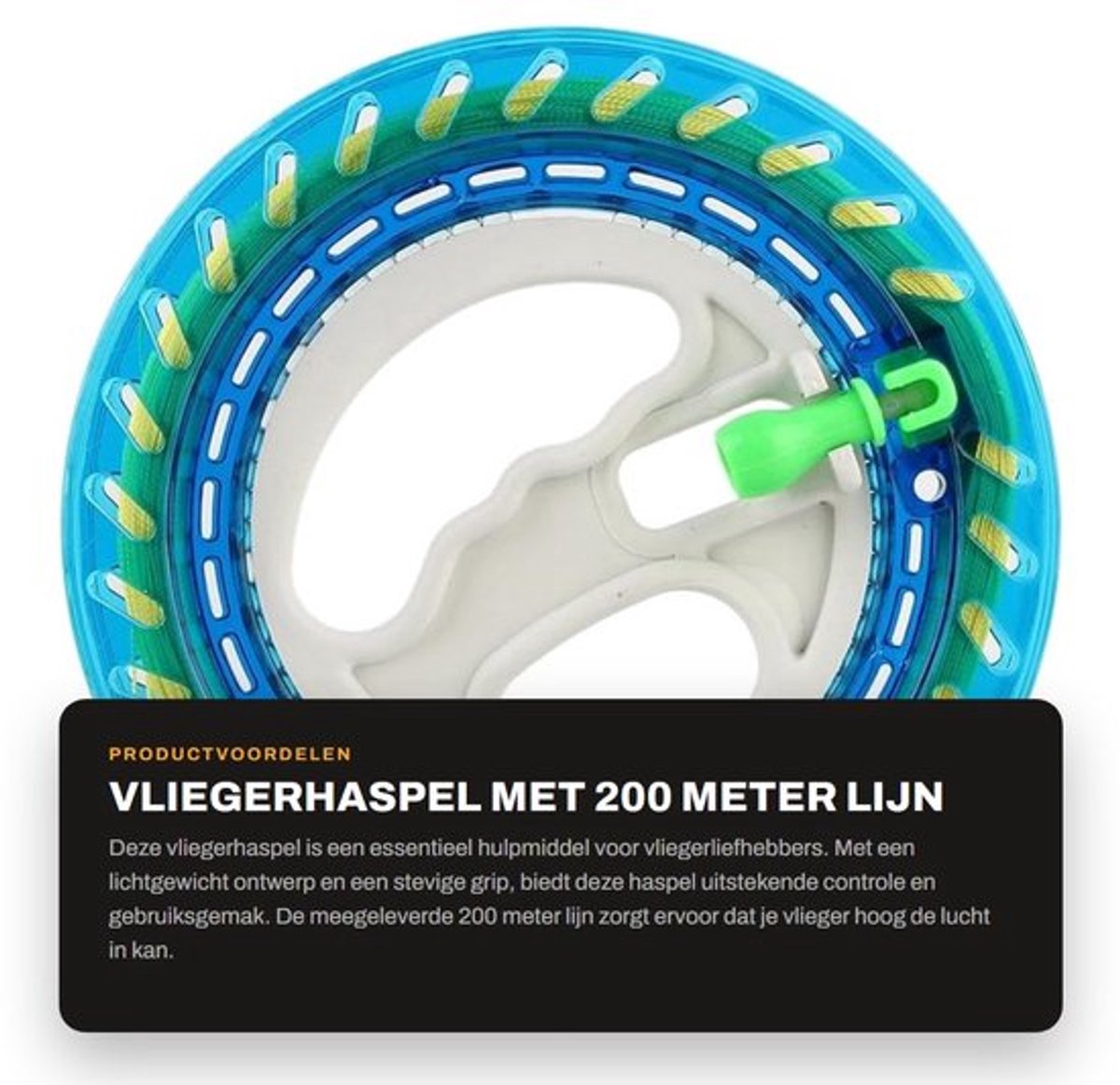 Vliegerhaspel Lichtgewicht Ontwerp - Vliegwinder - Vliegeraccessoires - 200 Meter Lijn - Vergrendelfunctie - Geschikt voor Kinderen en Volwassenen - Vliegerlijn