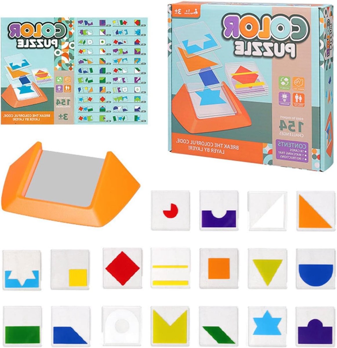Kinder Tangram Puzzelboek - Educatieve Puzzels - Cognitieve Vaardigheden Verbeteren - Interactieve Ouder-Kind Spel - Zie beschrijving - Meerdere kleuren