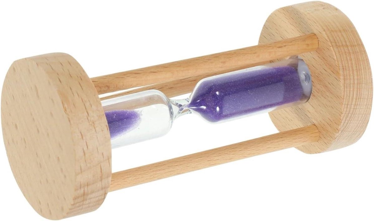 Zandloper Tijdmeter - Zandklok Keuken - Tijd Beheren - Houten Basis - 10 cm - Paars