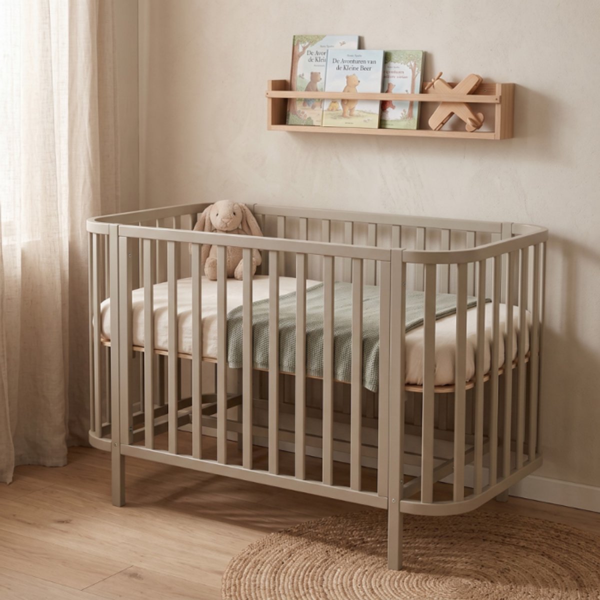 Born Lucky Florida - Babybed 60x120 cm - Verstelbare Bodem - Clay