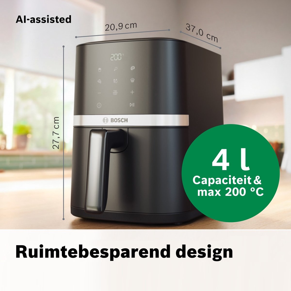 Bosch MAF24AB0 Airfryer met Dubbele Lade - 4,0L - Zwart - afbeelding 2