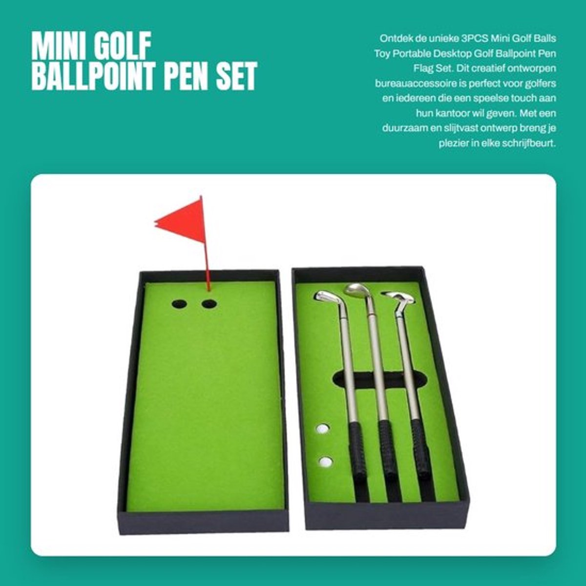 Mini Golf Ballpoint Pen Set - Desk Accessoire - Creatief Design - Perfect voor Kantoor - Golf Thema - Leuk Cadeau voor Golfliefhebbers