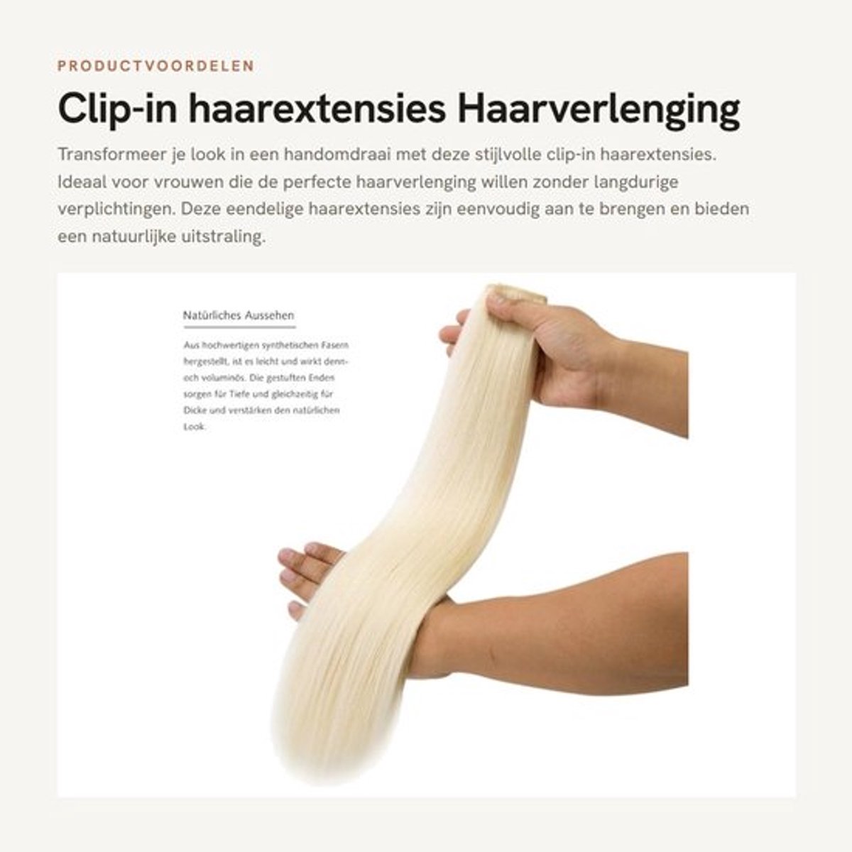 Haarextensies Eendelig 40 cm - Clip-in - Synthetisch - Steil - 5 Clips - Haarverlenging met Volume