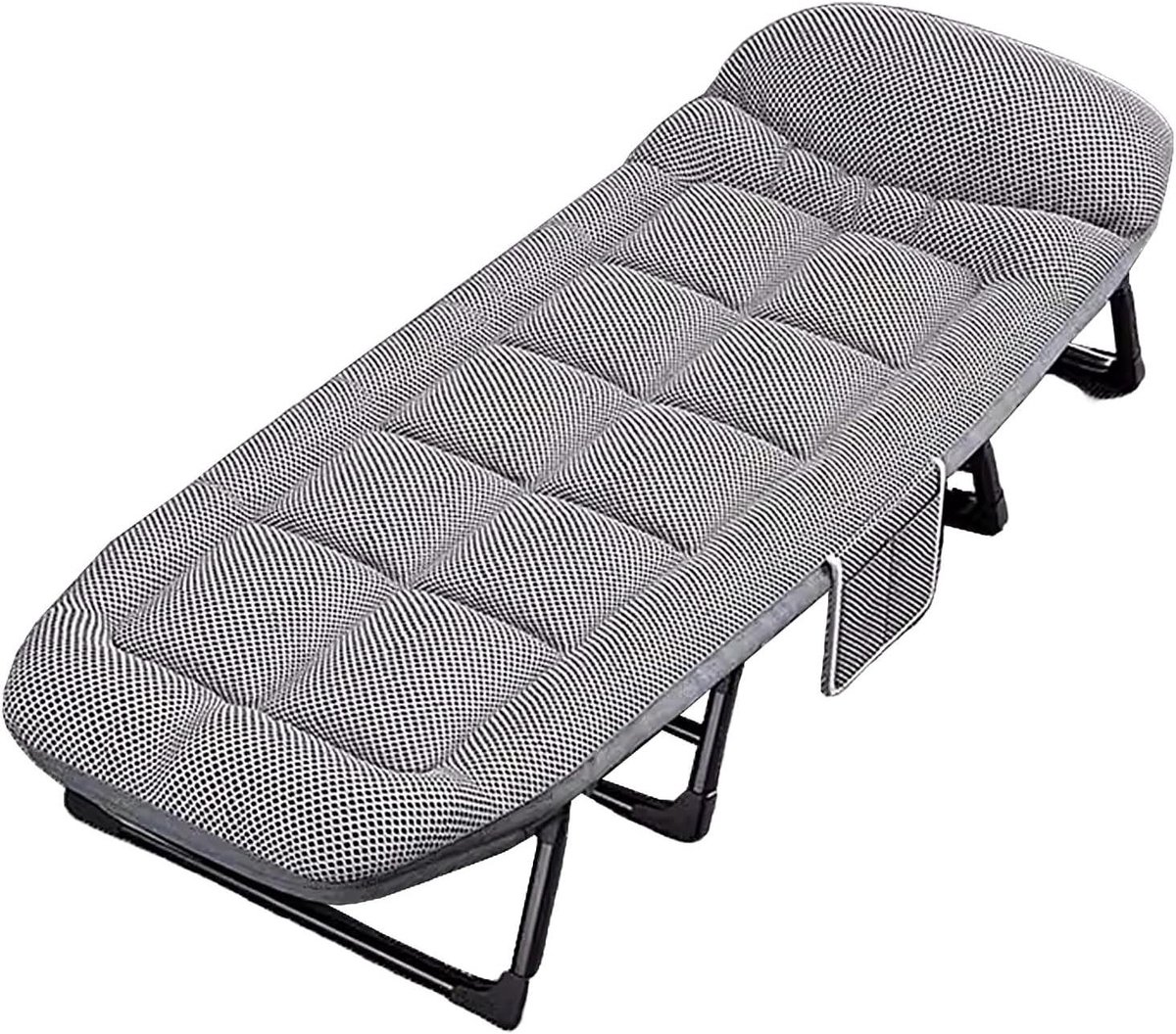Opvouwbaar Bed - Logeerbed Campingbed - Comfortabel Slapen - Verstelbare Rugleuning - 190x65x35cm - Grijs