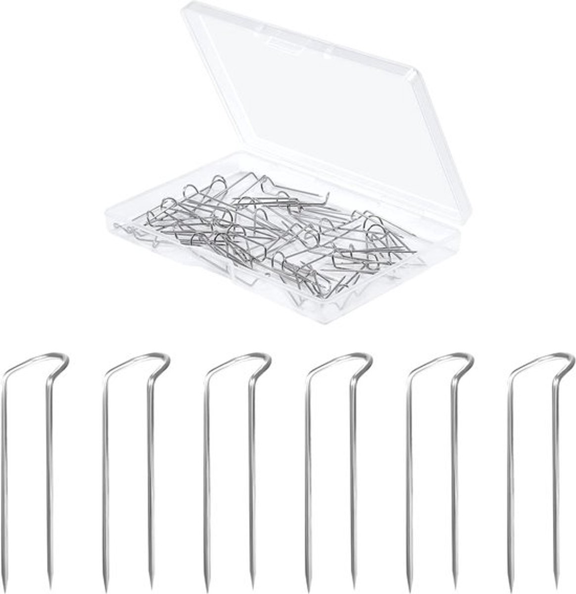 50 Stuks U-vormige Naalden, RVS Fork Pins voor Handwerken, Multifunctionele Rechtse Naalden voor Naaiwerk en Sieradenpresentatie (2,3 cm Lang)
