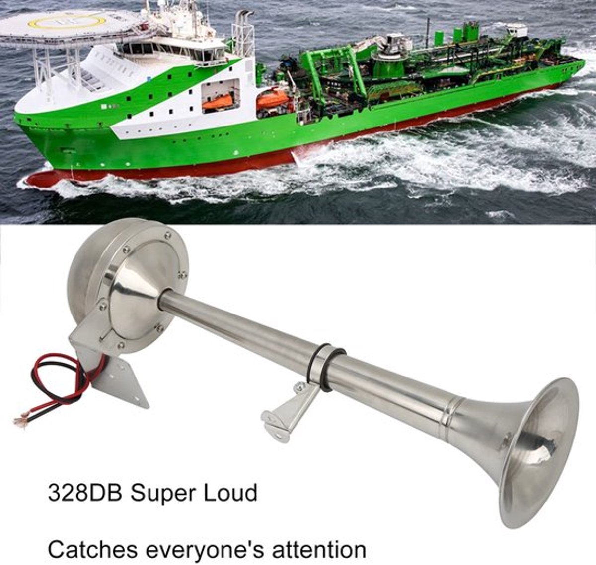 Enkele Trompet Luchthoorn - 328DB Super Luid - Eenvoudige Installatie - Roestvrij Staal - Universele Auto Luchthoorn - Geschikt voor Truc...
