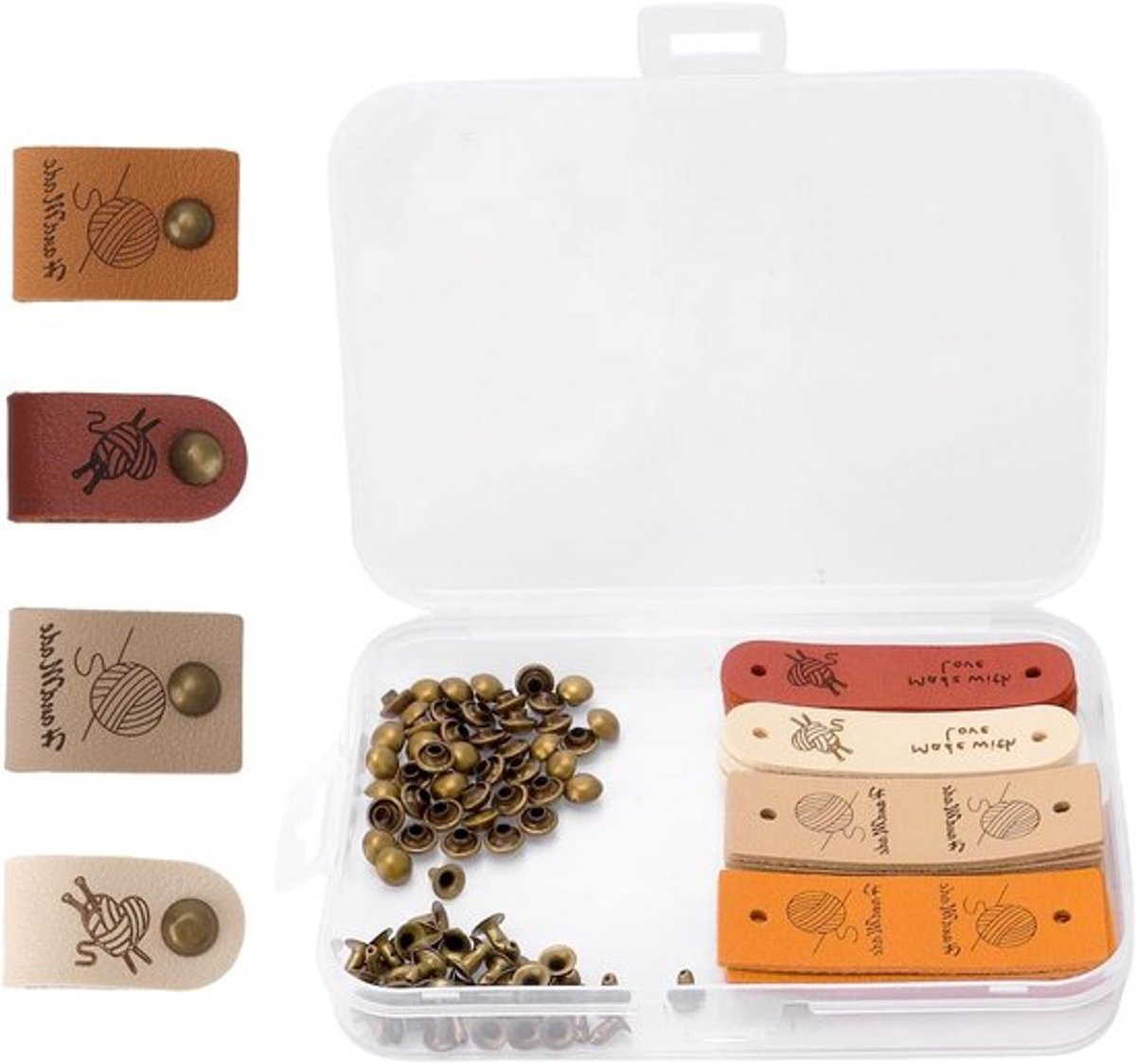 20 stuks handgemaakte leren labels in 4 stijlen, gepersonaliseerde PU leren etiketten voor ambachtelijke projecten, ideaal voor naaien en knutselen