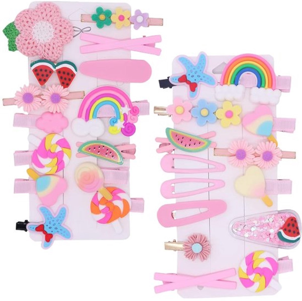 Haarspelden 28-delige set - Schattige Haaraccessoires - Roze Bloemen/Zeesterren - Duurzaam Hars - Lichtgewicht en Stevig