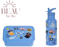 Bundel A Little Lovely Company Back to school set - Drinkfles XL RVS/Bentobox - Piraten