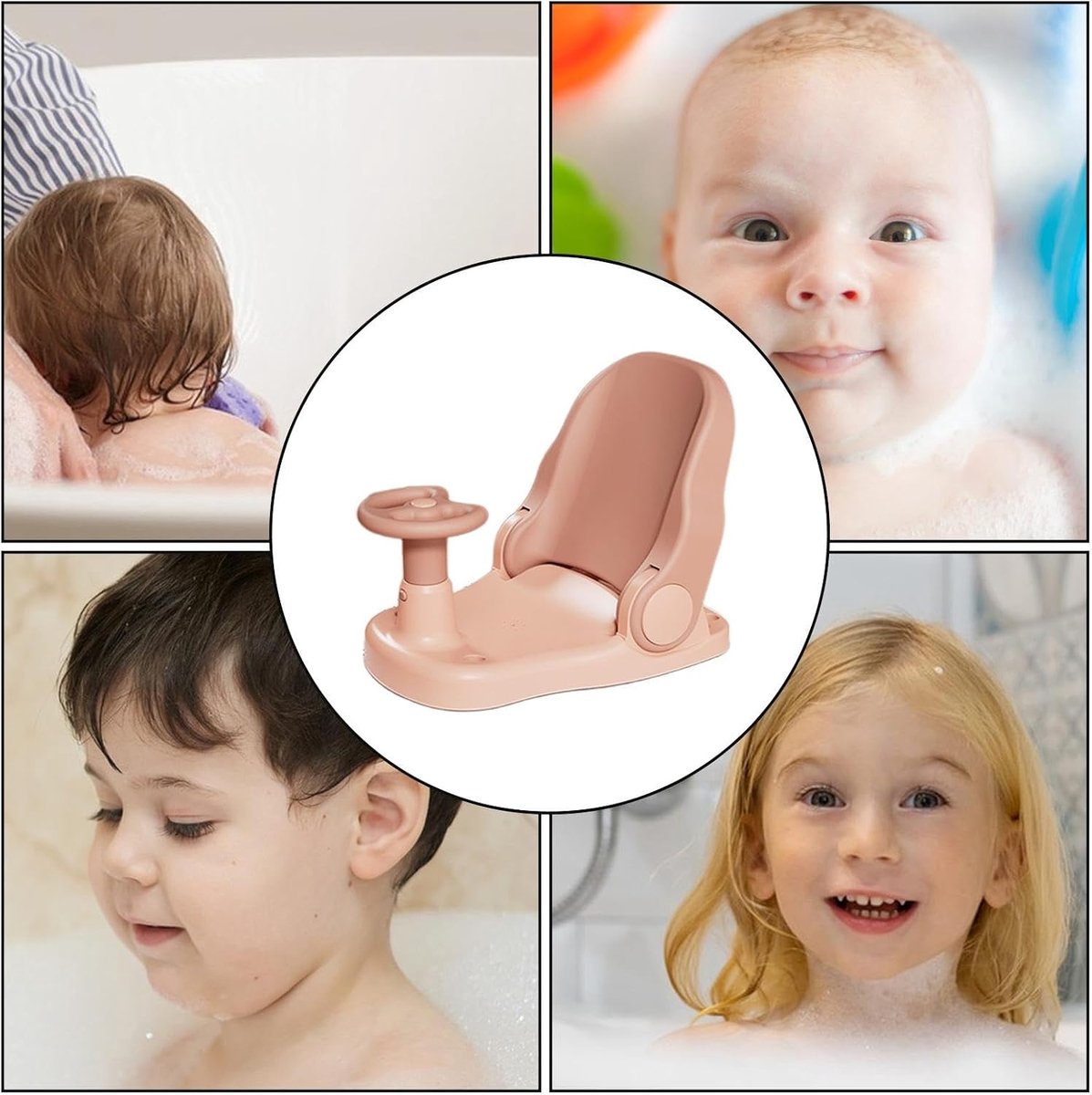 Baby Badstoel - Baby Douchestoel - Veilig Baden - Verstelbare Rugleuning - 39 x 15 x 39 cm - Roze