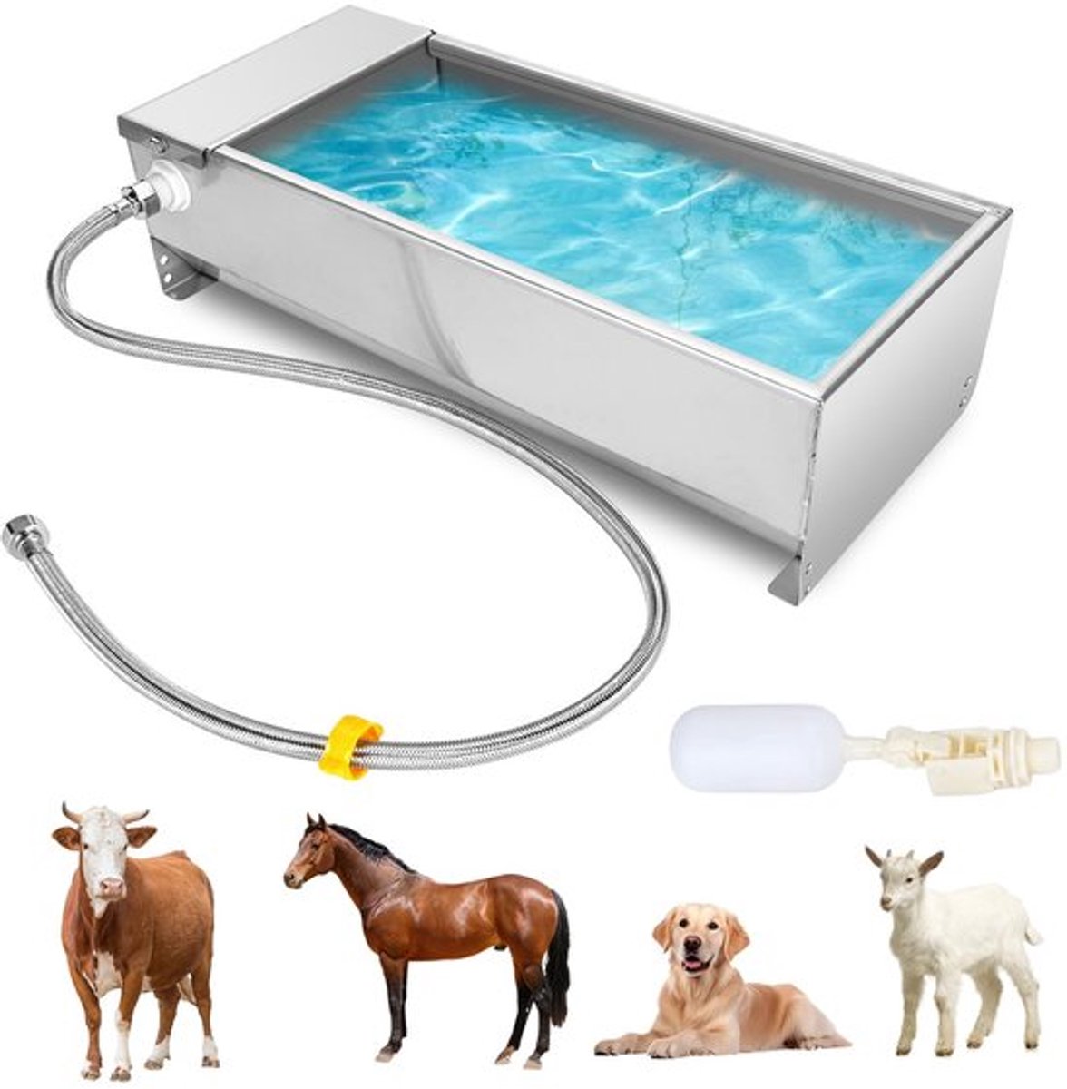 Drinkbak 7,5 liter - Automatische Drinkbak - Roestvrij Staal - Vlotterventiel - Voor Honden/Paarden/Vee - Altijd Vers Water - Watertank