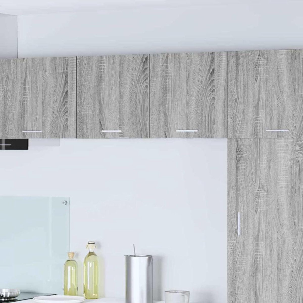 Hangkast met deur - Keukenkast Wandkast - Keuken Organiseren - Modern Design - 40x31x40 cm - Grijs Sonoma en Wit