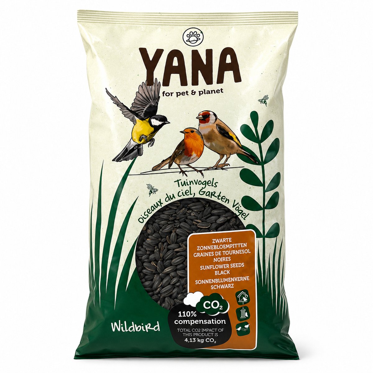 Vogelvoer - Zwarte Zonnebloempitten voor Tuinvogels – 2,75 kg - YANA