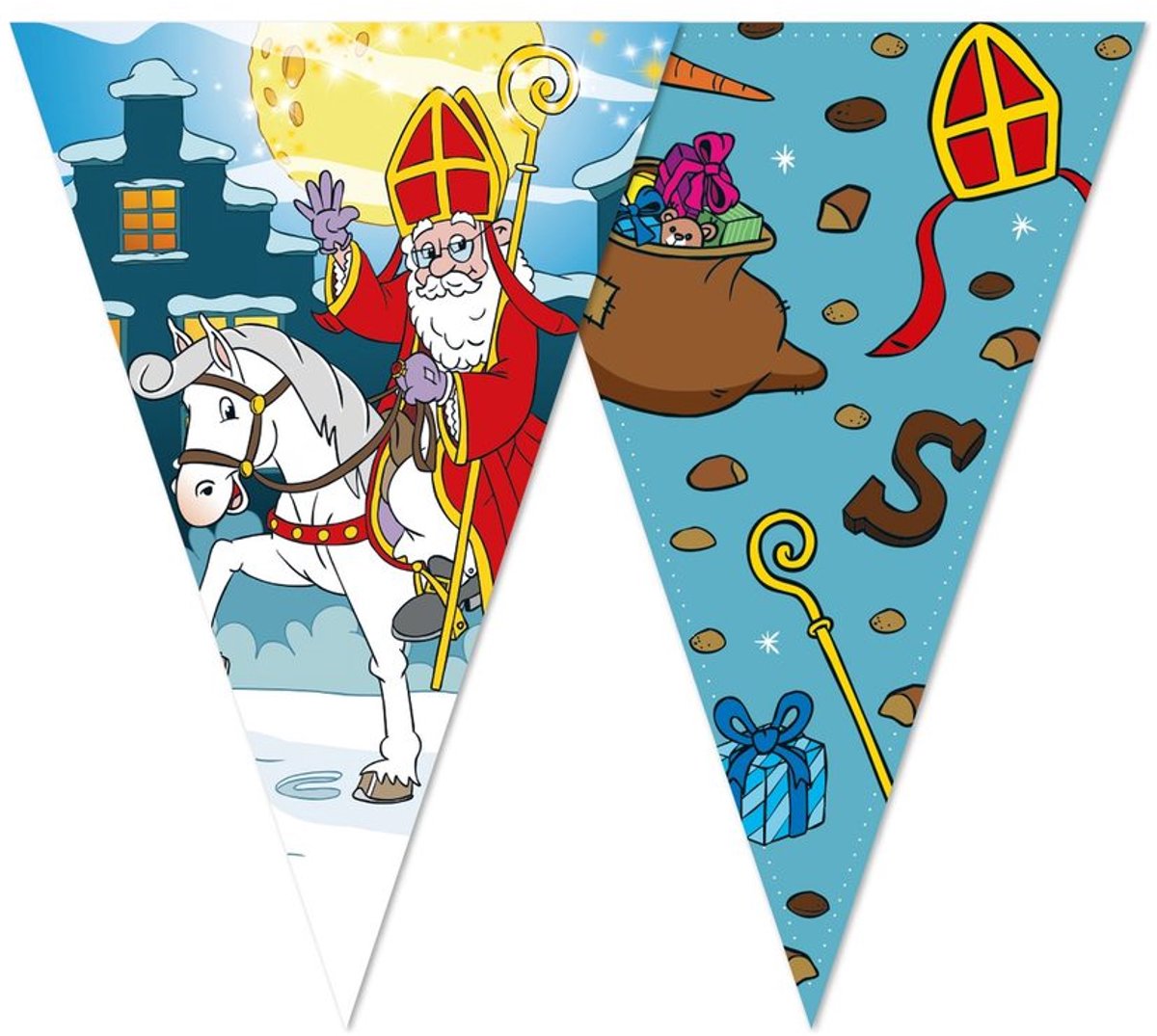 Vlaggenlijn Sinterklaas 10 Meter - 2-Zijdig Bedrukt - Decoratie Versiering Piet December