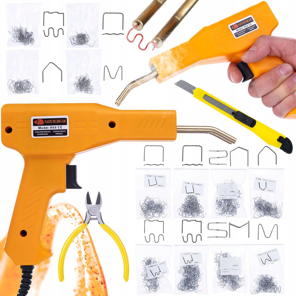 Rosfix Nietpistool Set - Kunststoflasapparaat 50W - 230V, Max 750°C, 150cm Kabel
