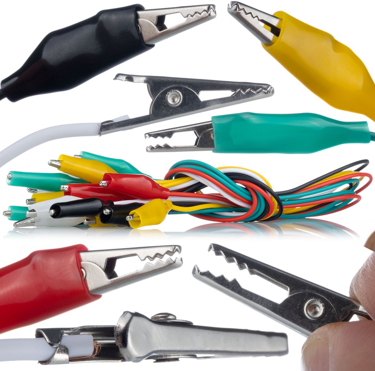 Rosfix Meetkabel Set - Dubbelzijdig met Krokodilklem - 50 cm, 27 mm Klem - 10 Stuks Kleuren