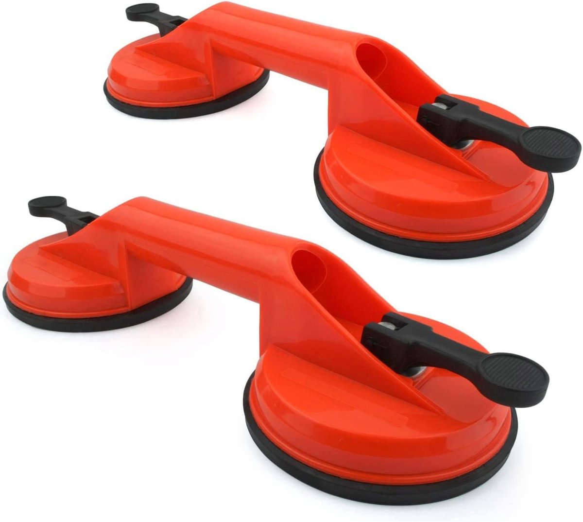 2 x dubbele zuignappen - zware dubbele zuignappen glazen lifter zuignap - 220 lbs hefvermogen elk - oranje