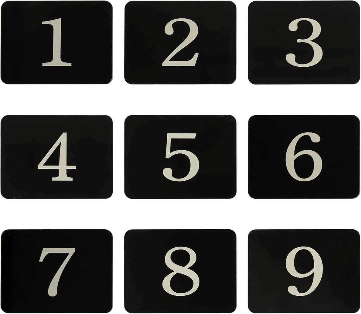 Veilige Acryl Rectangulaire Sticker voor Huis- en Kamernummers met Plakband (1-25, Zwart) - Ideaal voor Deuren en Adresidentificatie
