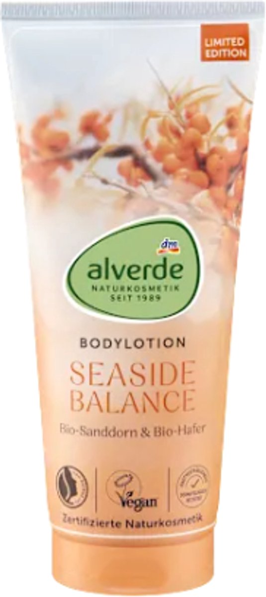 Alverde Naturkosmetik Bodylotion Seaside Balance - Sanddorn & Hafer | 1x 200 ml - Biologische Duindoorn & Haver - Vegan formule | Limited Edition 2026