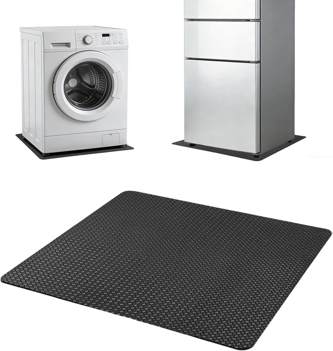Antivibratiemat 60 x 60 cm, antislip onderlegger voor wasmachine en droger, geluidsabsorberend, ideaal voor subwoofer en 3D-printer, zwart
