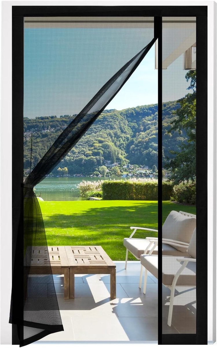 Vliegengordijn lamellen - Wit - 110 x 220 cm - Glasvezel Hordeur met Magnetische Sluiting - Voor Balkondeur en Woonkamer