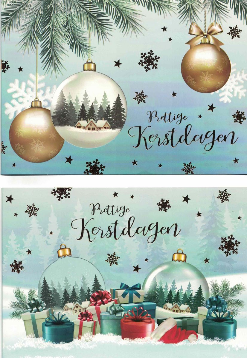 Wenskaarten - kerstkaart - set van 8 - 8 luxe kerstkaarten - 2 x 4 luxe kerstkaarten met envelop