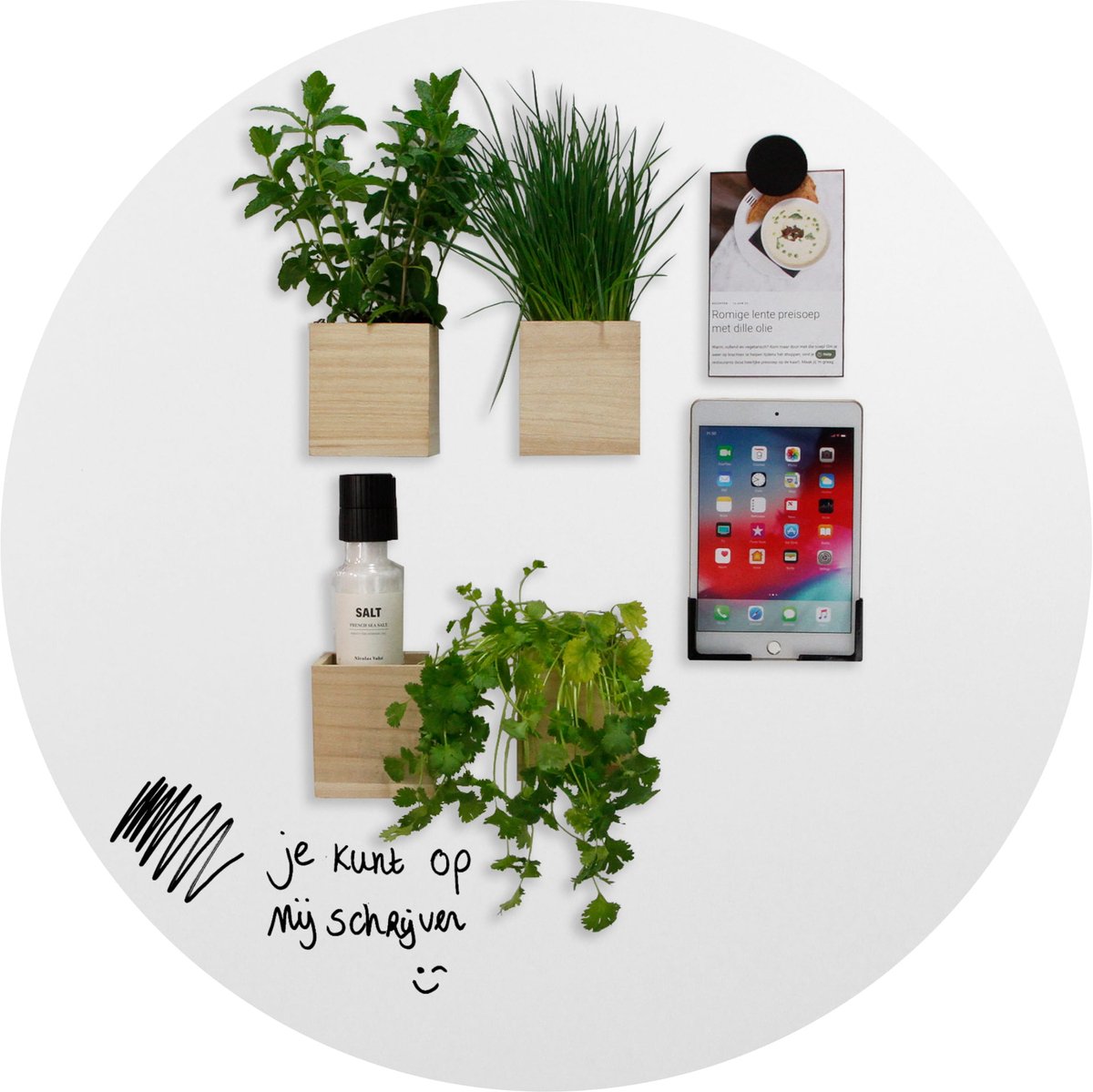 Magnetisch Whiteboard Rond - Wit Mat - Rond - 60cm - Kamer26