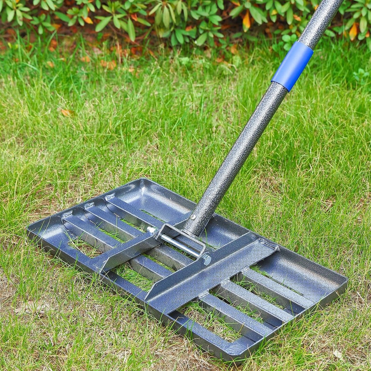 Gazonhark - Zwart - 152 cm - Metalen Grashark met Verstelbare Stang - Voor Tuinonderhoud