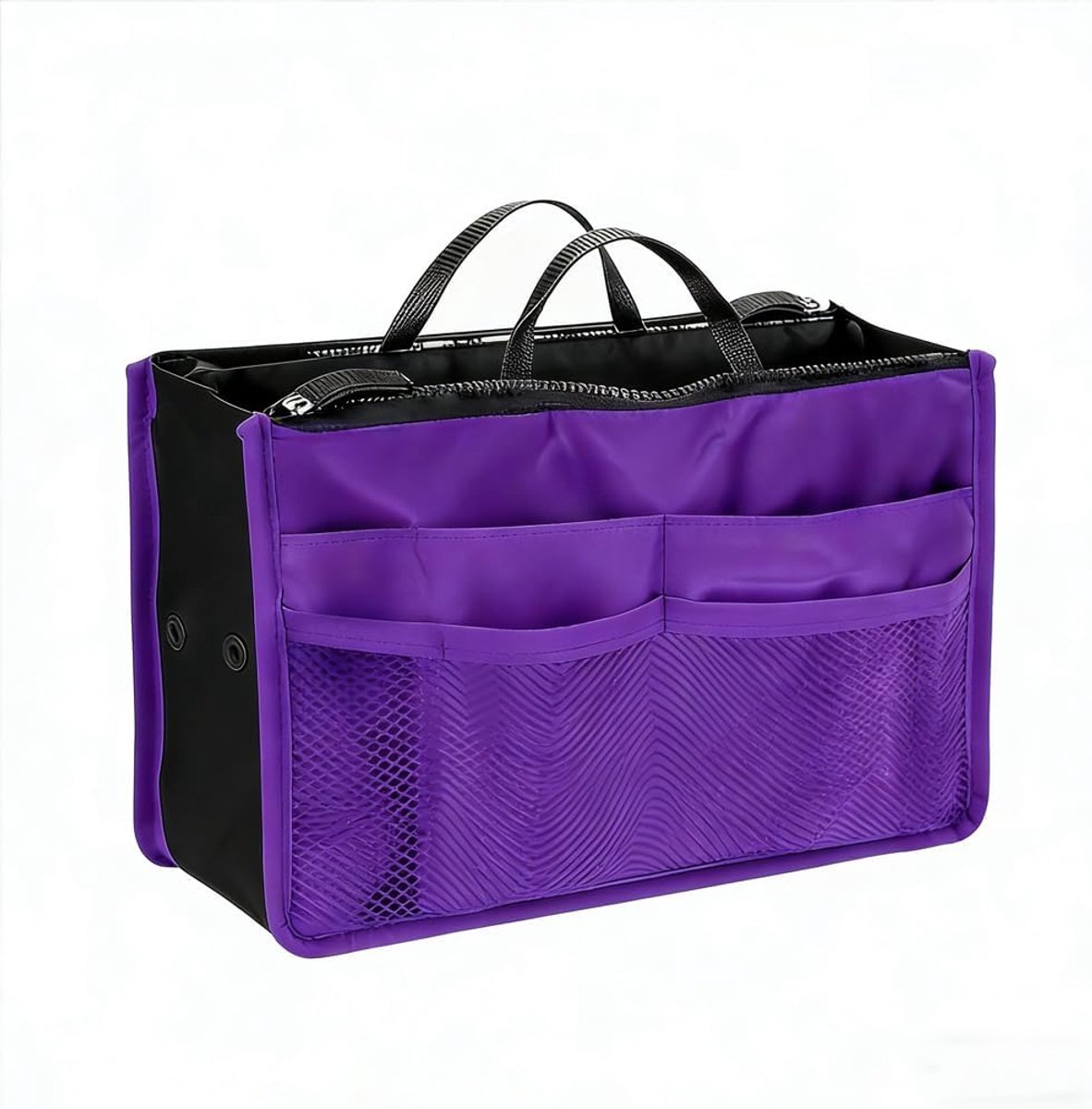 Casalora® Handtas Organizer – Tas Organizer Insert met 13 Vakken – Nylon Binnen Organizer voor Handtas, Shopper en Tote Bag – Paars – 27 × 17 × 2 cm