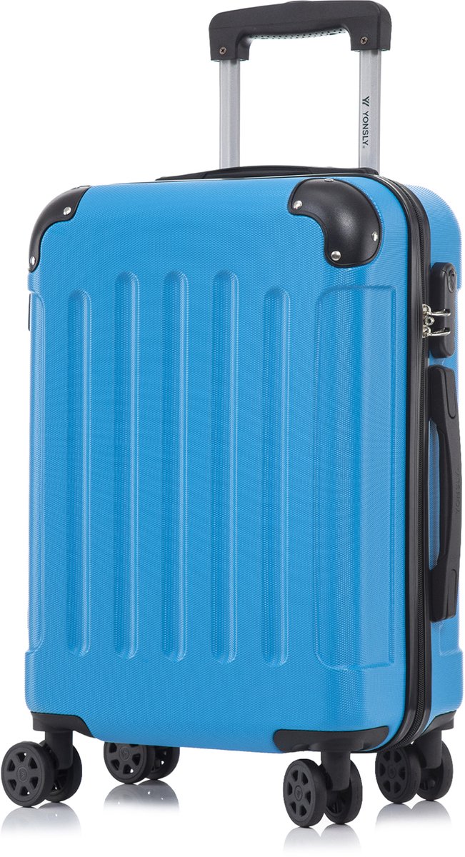YONSLY Handbagage Koffer - 55cm - 40 L - Cijferslot- 360° Draaibare Wielen - Blauw