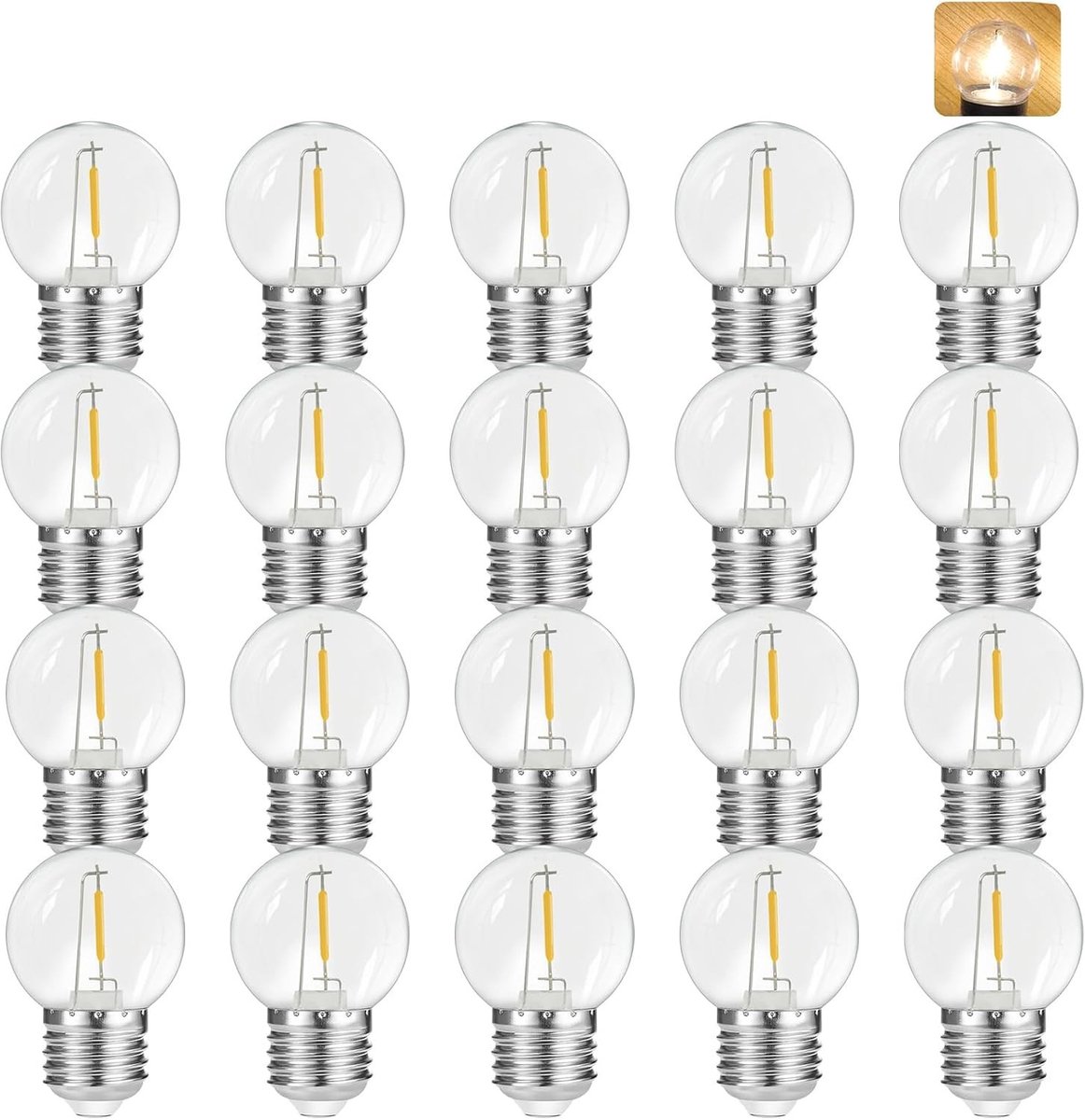 Led Gloeilamp - Warmwit - G45 - 1 W - Vervangt Edison Gloeilamp, Niet Dimbaar, 20 Stuks