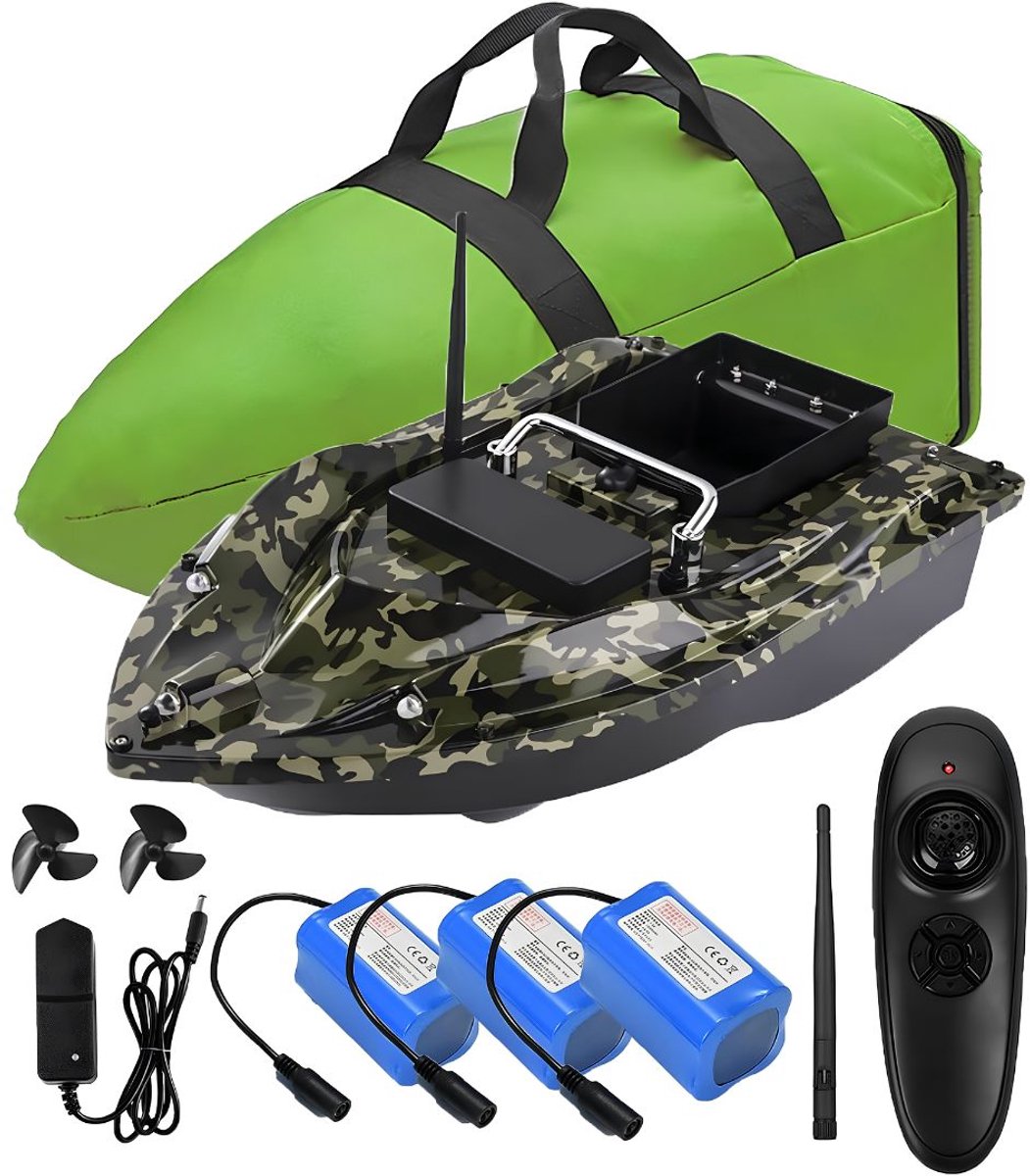 JCP® Voerboot - Voerboot Karper - Afstand Bestuurbare Boot - Legergroen - 55cm x 35cm x 30cm