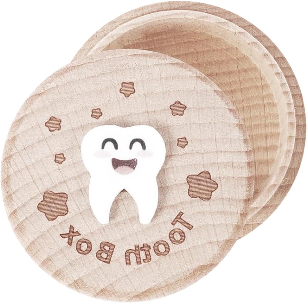 Tandfee Doos - Tandenhouder Hout - Melktanden Bewaren - Ruimtebesparend Ontwerp - 5 x 5 x 3.5 cm - Houtkleur